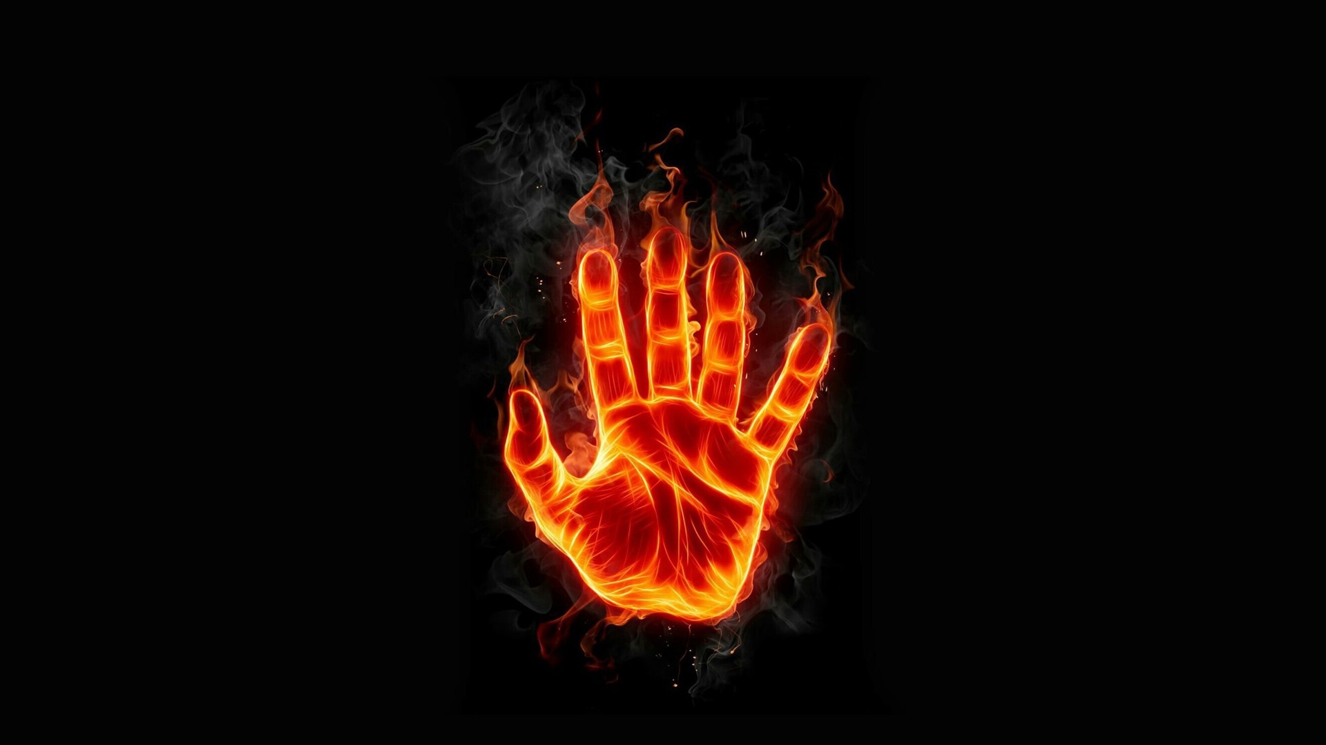 Card image cap of project with visual effects, burning hand on black background